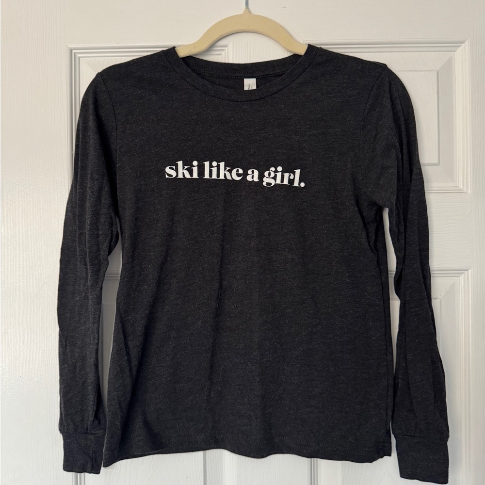 Ski Like a Girl Black Kids Long Sleeve Shirt